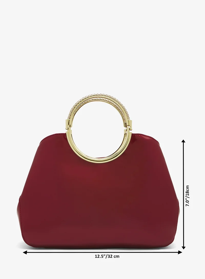 Khizana  Ring Handle Geometrical Shaped Bag With Gold Accent for Women | Best Price UAE